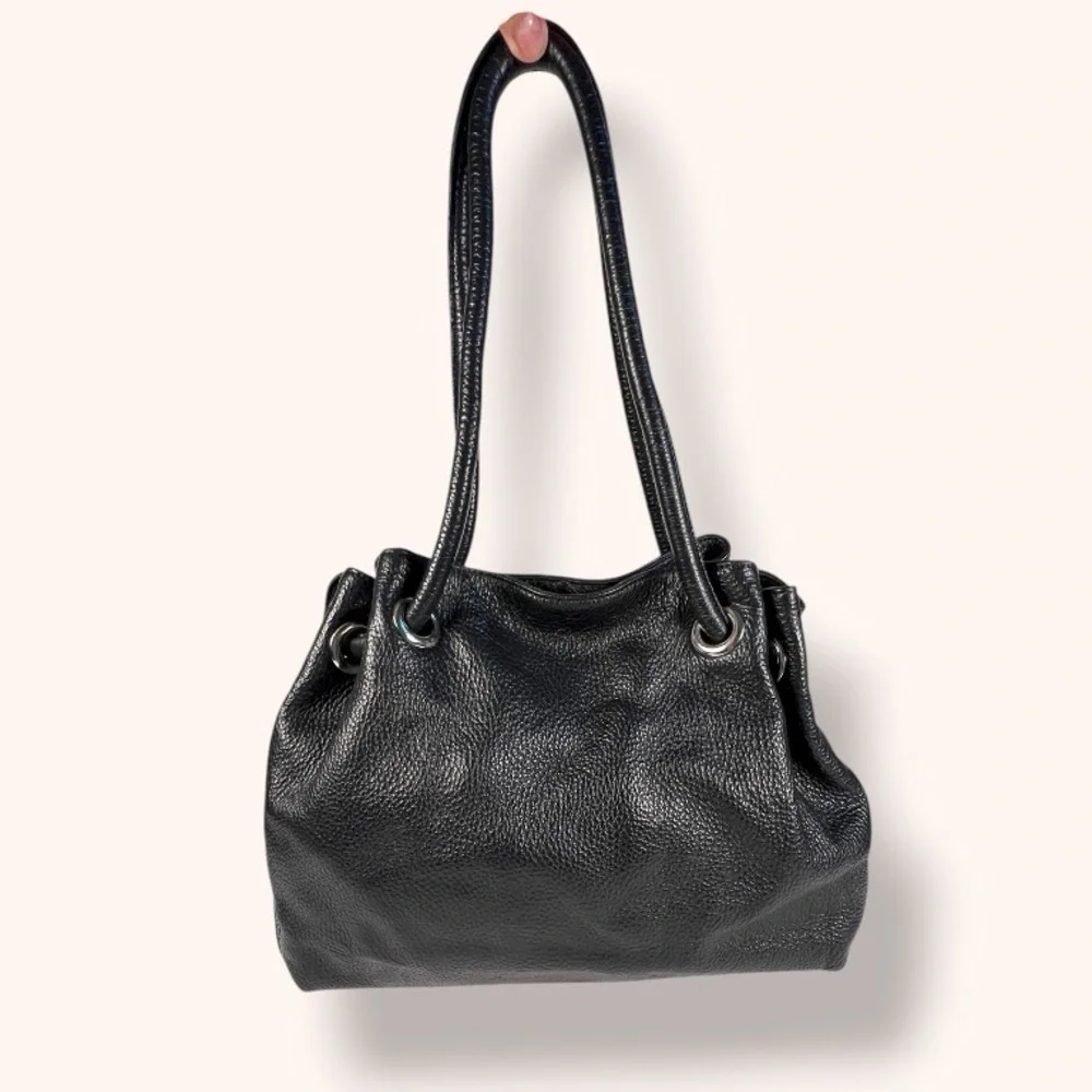 FURLA Black Pebbled Leather Hobo Shoulder Bag - Picture 2 of 12